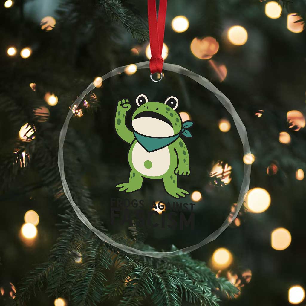 Frogs Against Fascism Crystal Glass Ornament Portland Resist Protest Antifascist - Wonder Print Shop