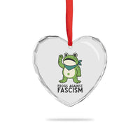 Frogs Against Fascism Heart Crystal Glass Ornament Portland Resist Protest Antifascist - Wonder Print Shop