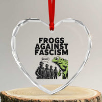 Frogs Against Fascism Heart Crystal Glass Ornament Resist 2025 Free Portland Protest - Wonder Print Shop