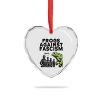 Frogs Against Fascism Heart Crystal Glass Ornament Resist 2025 Free Portland Protest - Wonder Print Shop
