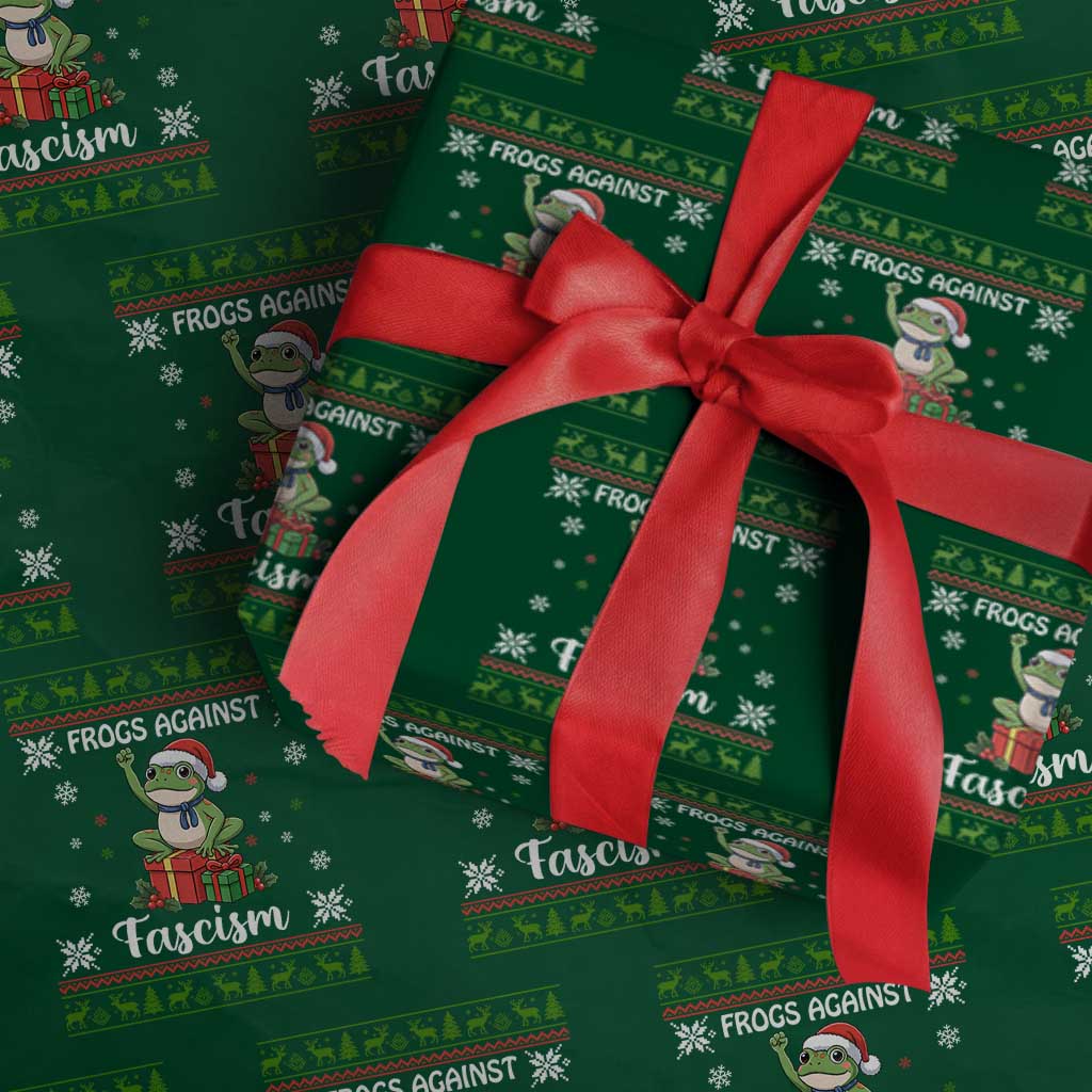 Frogs Against Fascism Ugly Sweater Wrapping Paper Roll Funny Portland Xmas Frog Gift - Wonder Print Shop