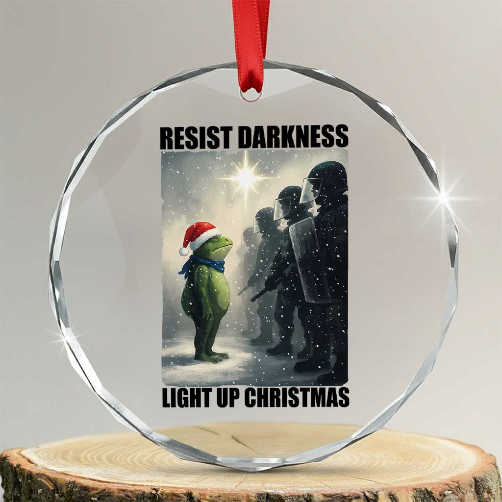 Frogs Resist Christmas Crystal Glass Ornament Funny Portland Protest ICE Activist Meme - Wonder Print Shop