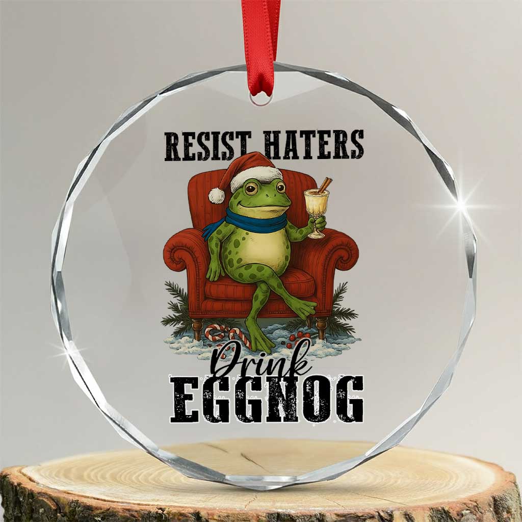 Frogs Resist Christmas Crystal Glass Ornament Portland Frog Activist America Political 2025 - Wonder Print Shop