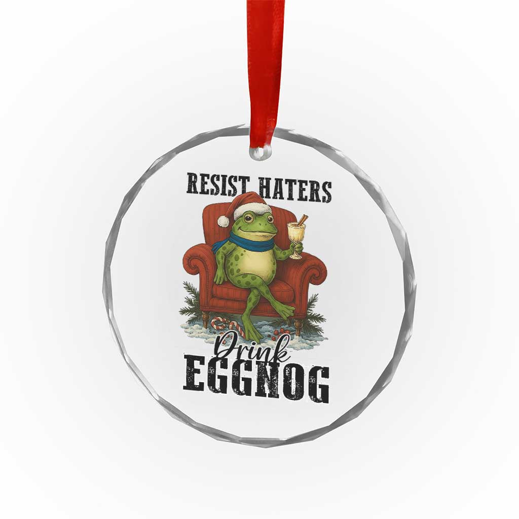 Frogs Resist Christmas Crystal Glass Ornament Portland Frog Activist America Political 2025 - Wonder Print Shop