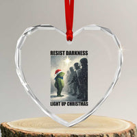 Frogs Resist Christmas Heart Crystal Glass Ornament Funny Portland Protest ICE Activist Meme - Wonder Print Shop