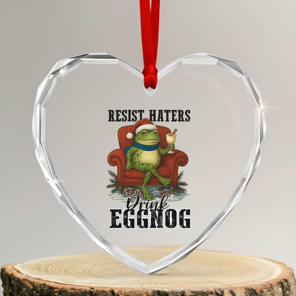 Frogs Resist Christmas Heart Crystal Glass Ornament Portland Frog Activist America Political 2025 - Wonder Print Shop