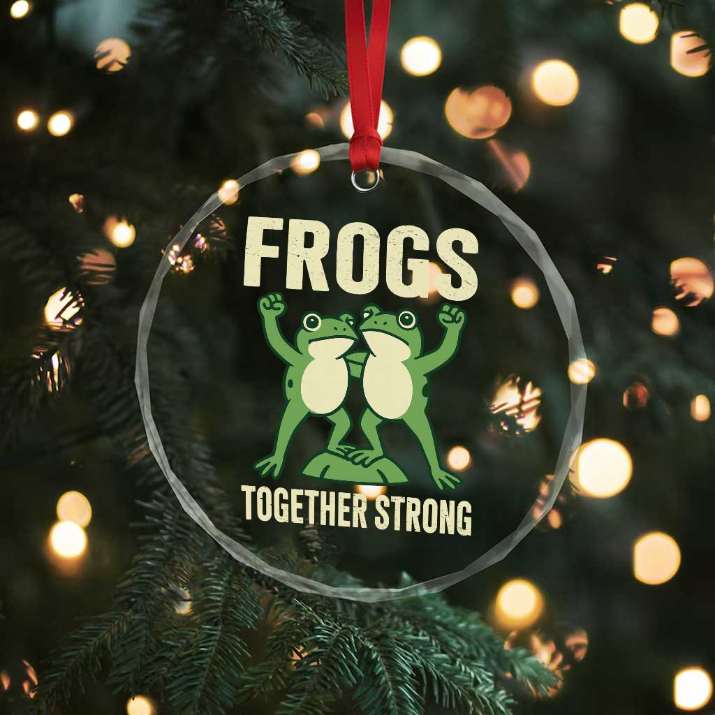 Frogs Together Strong Crystal Glass Ornament Portland Frog Protest United We Ribbit - Wonder Print Shop