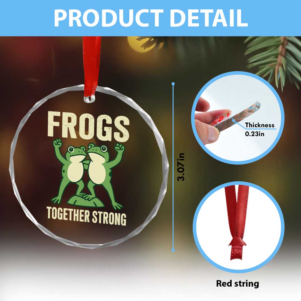 Frogs Together Strong Crystal Glass Ornament Portland Frog Protest United We Ribbit - Wonder Print Shop