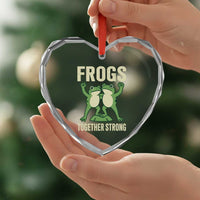 Frogs Together Strong Heart Crystal Glass Ornament Portland Frog Protest United We Ribbit - Wonder Print Shop