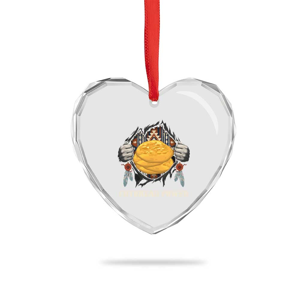 Frybread Power Heart Crystal Glass Ornament Native American Indian Food