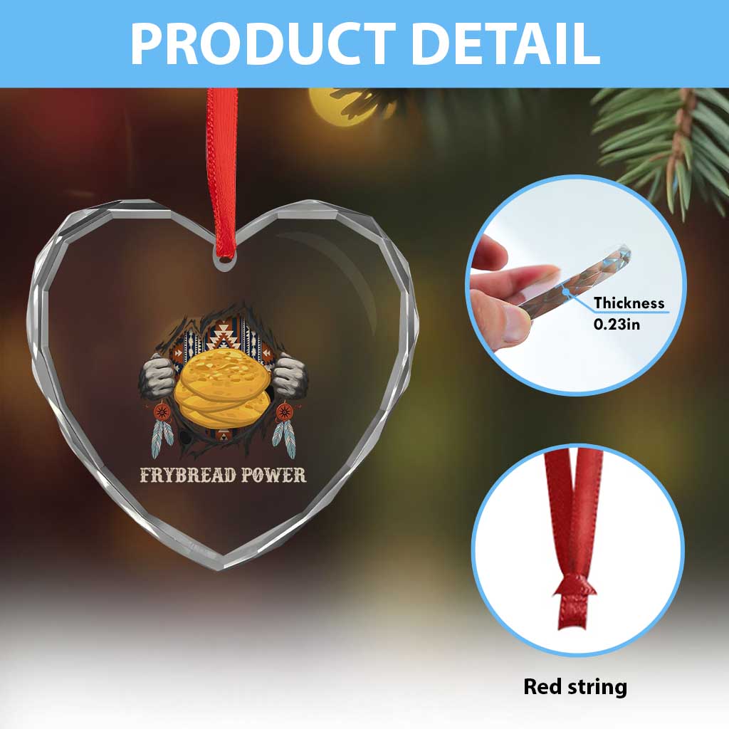 Frybread Power Heart Crystal Glass Ornament Native American Indian Food