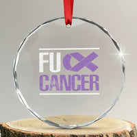 Fuck Cancer Crystal Glass Ornament Funny National Cancer Prevention Month Lavender Ribbon