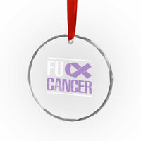 Fuck Cancer Crystal Glass Ornament Funny National Cancer Prevention Month Lavender Ribbon