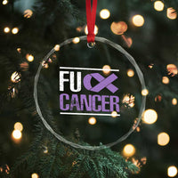 Fuck Cancer Crystal Glass Ornament Funny National Cancer Prevention Month Lavender Ribbon