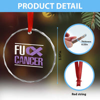 Fuck Cancer Crystal Glass Ornament Funny National Cancer Prevention Month Lavender Ribbon