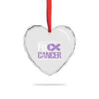 Fuck Cancer Heart Crystal Glass Ornament Funny National Cancer Prevention Month Lavender Ribbon