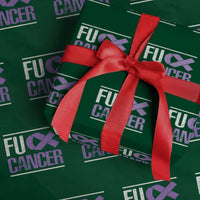Fuck Cancer Wrapping Paper Roll Funny National Cancer Prevention Month Lavender Ribbon