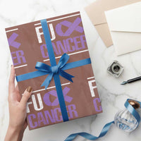 Fuck Cancer Wrapping Paper Roll Funny National Cancer Prevention Month Lavender Ribbon