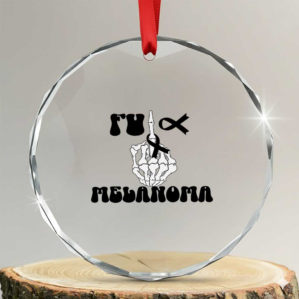 Fuck Melanoma Awareness Crystal Glass Ornament Skeleton Hand Ribbon Warrior Gift