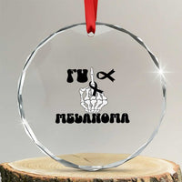 Fuck Melanoma Awareness Crystal Glass Ornament Skeleton Hand Ribbon Warrior Gift