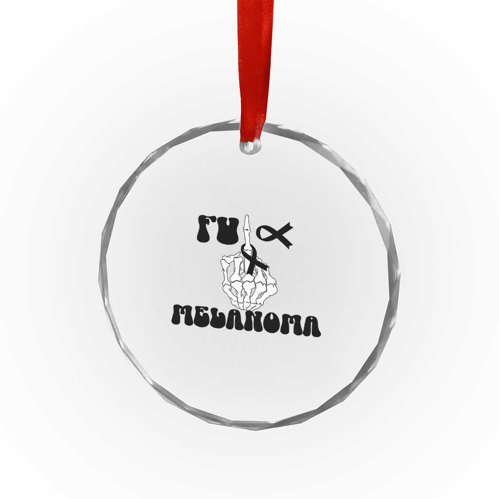 Fuck Melanoma Awareness Crystal Glass Ornament Skeleton Hand Ribbon Warrior Gift