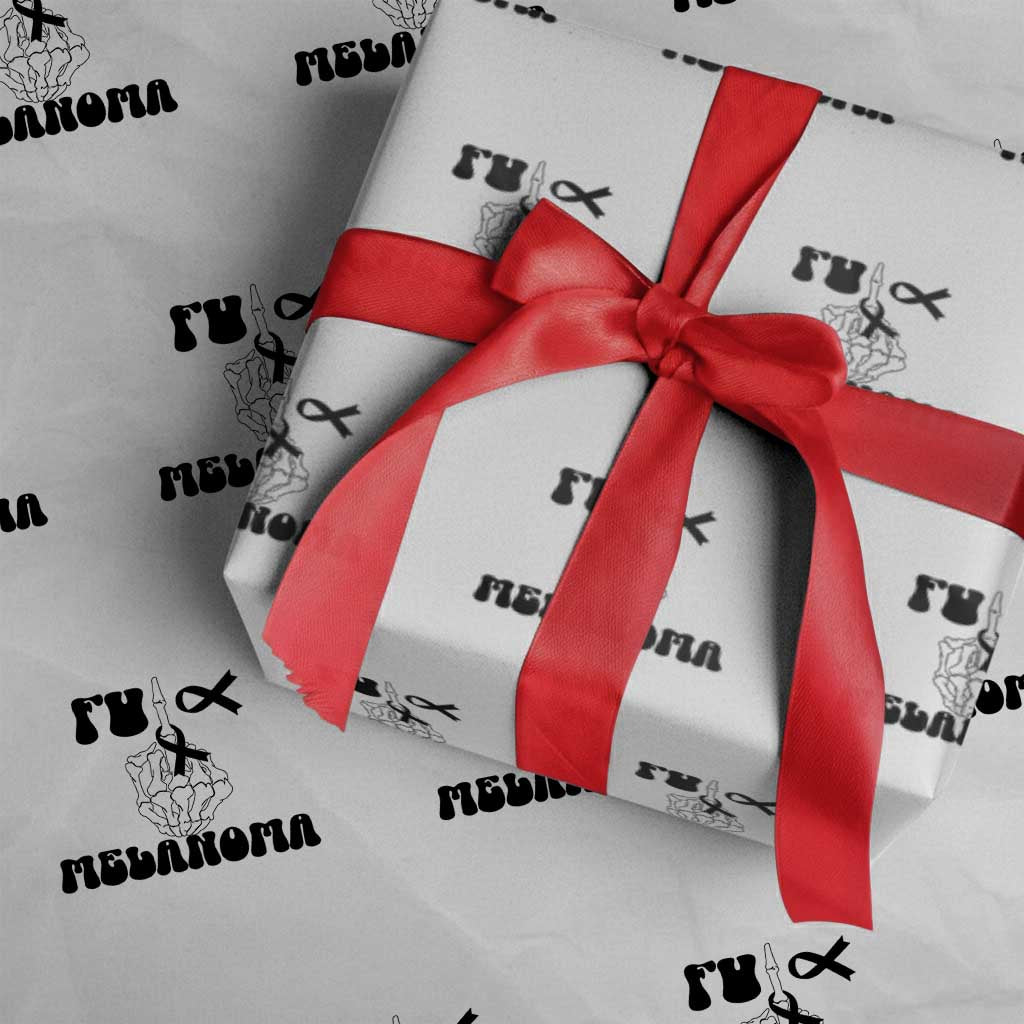 Fuck Melanoma Awareness Wrapping Paper Roll Skeleton Hand Ribbon Warrior Gift