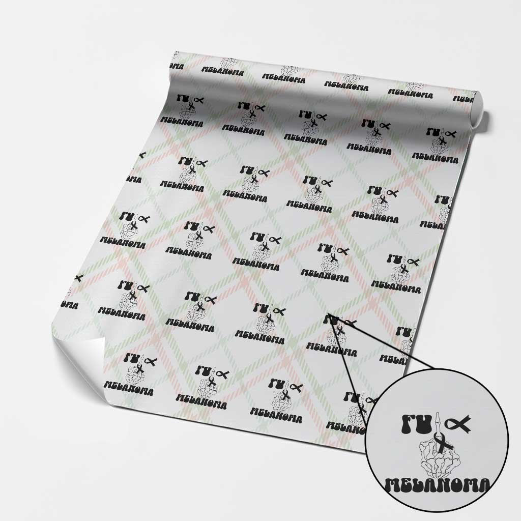 Fuck Melanoma Awareness Wrapping Paper Roll Skeleton Hand Ribbon Warrior Gift