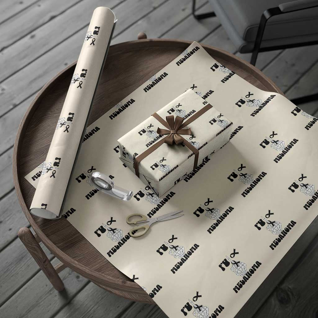 Fuck Melanoma Awareness Wrapping Paper Roll Skeleton Hand Ribbon Warrior Gift