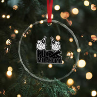 Fuck Melanoma Crystal Glass Ornament Skeleton Hand Black Ribbon Awareness