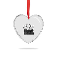 Fuck Melanoma Heart Crystal Glass Ornament Skeleton Hand Black Ribbon Awareness