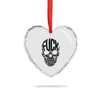 Fuck Melanoma Skull Typography Heart Crystal Glass Ornament Skin Cancer Warrior