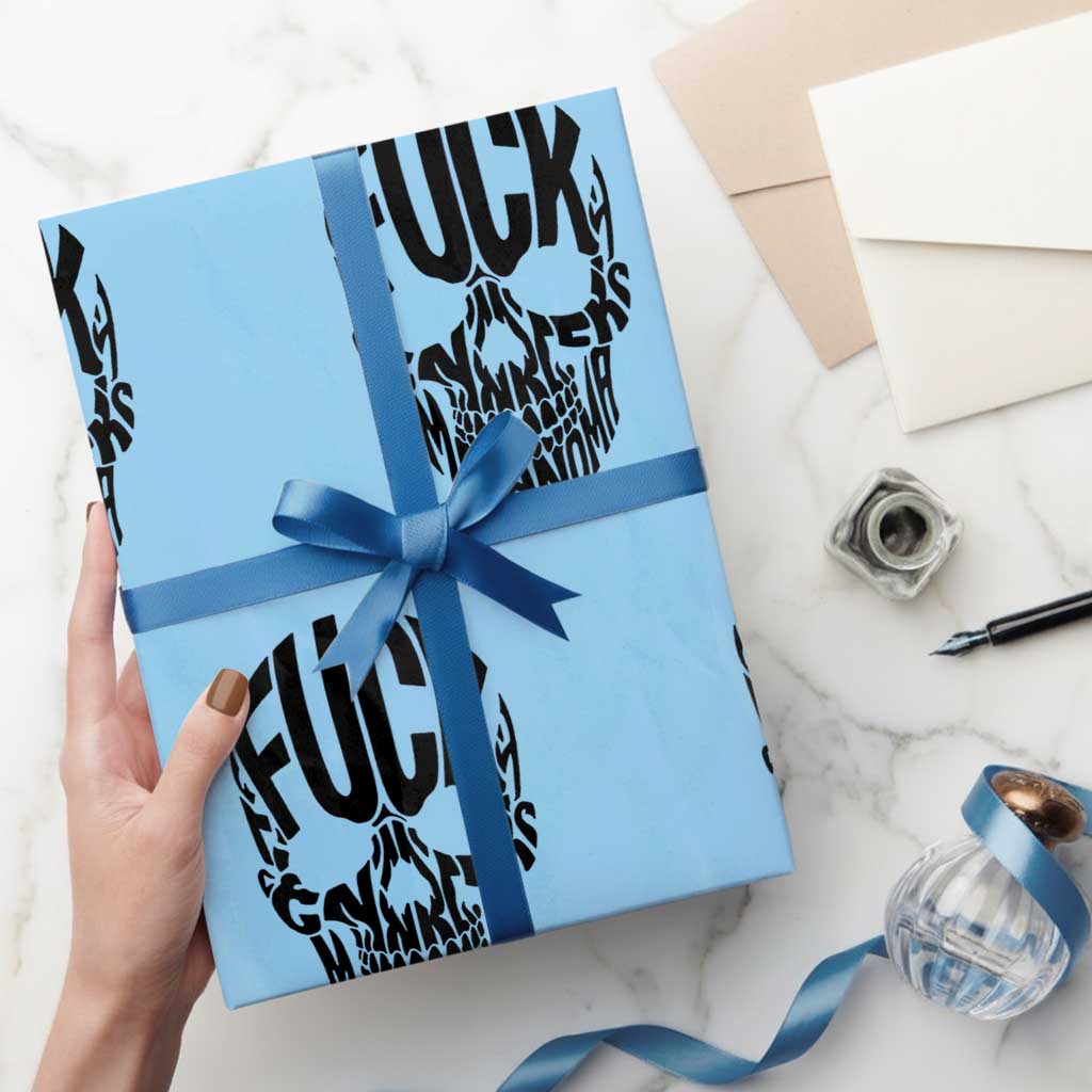 Fuck Melanoma Skull Typography Wrapping Paper Roll Skin Cancer Warrior