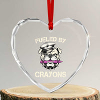 Fueled by Crayons Bulldog Heart Crystal Glass Ornament Funny Military Crayon Eater Gift for Veterans - Wonder Print Shop