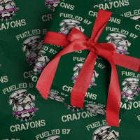 Fueled by Crayons Bulldog Wrapping Paper Roll Funny Military Crayon Eater Gift for Veterans - Wonder Print Shop