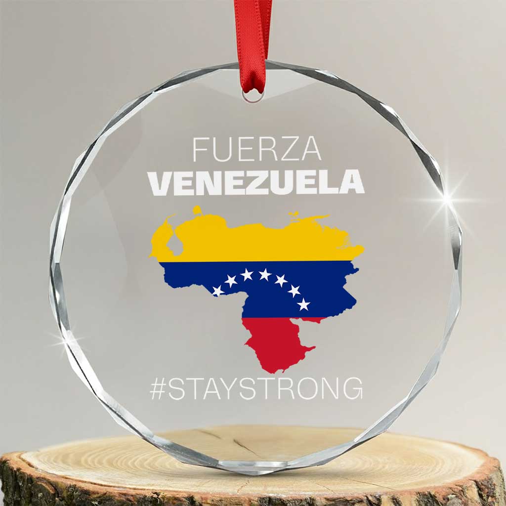 Fuerza Venezuela Strong Solidarity Crystal Glass Ornament Hope Support Venezuelan Patriotic Flag Map