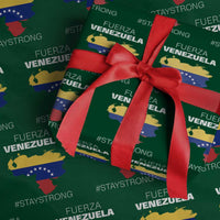 Fuerza Venezuela Strong Solidarity Wrapping Paper Roll Hope Support Venezuelan Patriotic Flag Map
