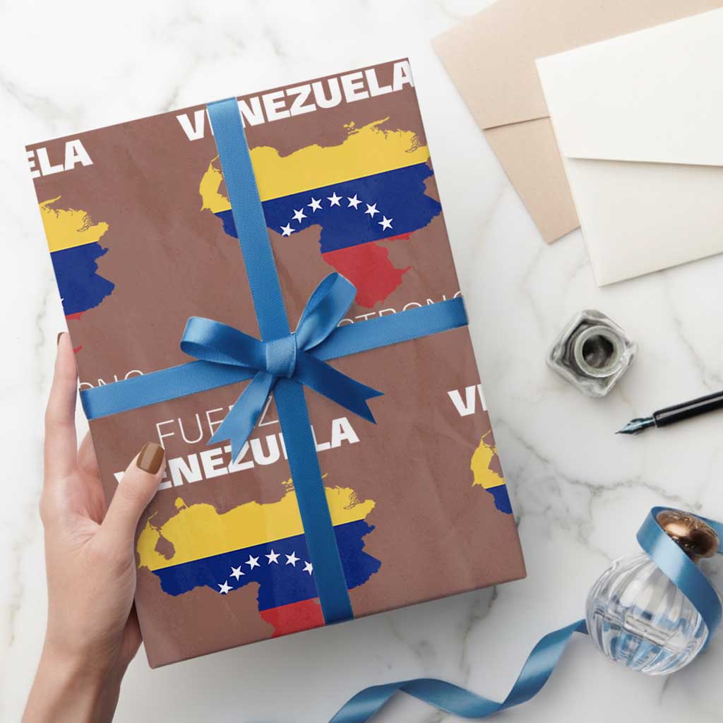 Fuerza Venezuela Strong Solidarity Wrapping Paper Roll Hope Support Venezuelan Patriotic Flag Map