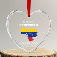 Fuerza Venezuela Strong Solidarity Heart Crystal Glass Ornament Hope Support Venezuelan Patriotic Flag Map