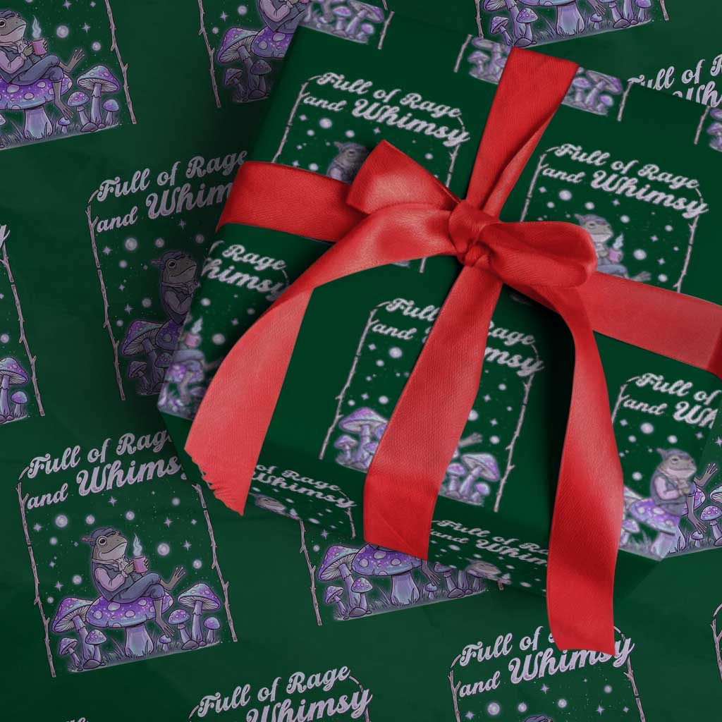 Full of Rage and Whimsy Wrapping Paper Roll Funny Cottagecore Frog Coffee Whimsical Aesthetic