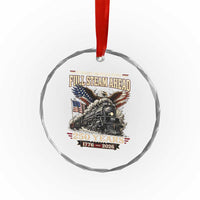 Full Steam Ahead Patriotic Bald Eagle Crystal Glass Ornament Vintage Stainless American Spirit Steam Locomotive Heritage