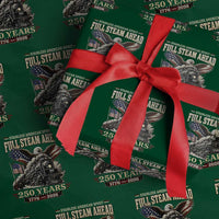 Full Steam Ahead Patriotic Bald Eagle Wrapping Paper Roll Vintage Stainless American Spirit Steam Locomotive Heritage