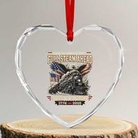 Full Steam Ahead Patriotic Bald Eagle Heart Crystal Glass Ornament Vintage Stainless American Spirit Steam Locomotive Heritage