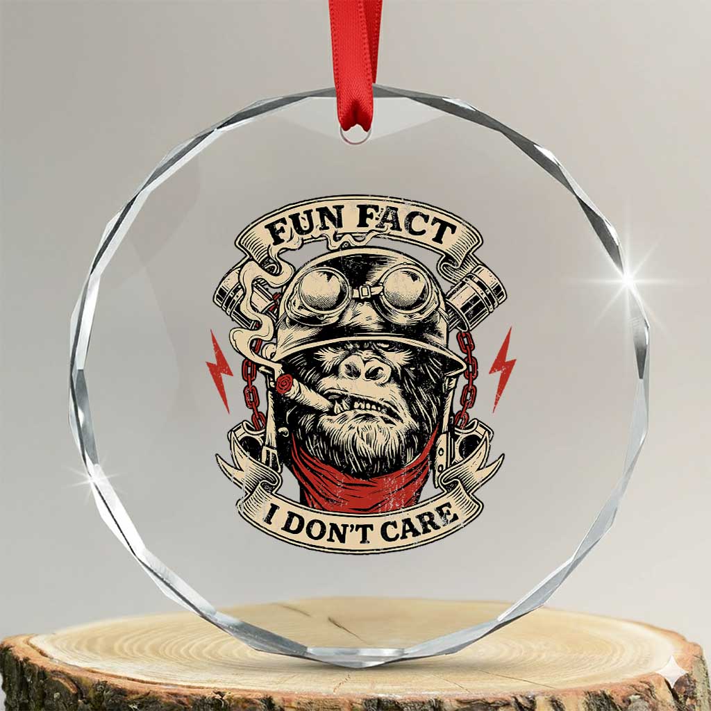 Fun Fact I Dont Care Crystal Glass Ornament Funny Smoking Gorilla Sarcastic TS11