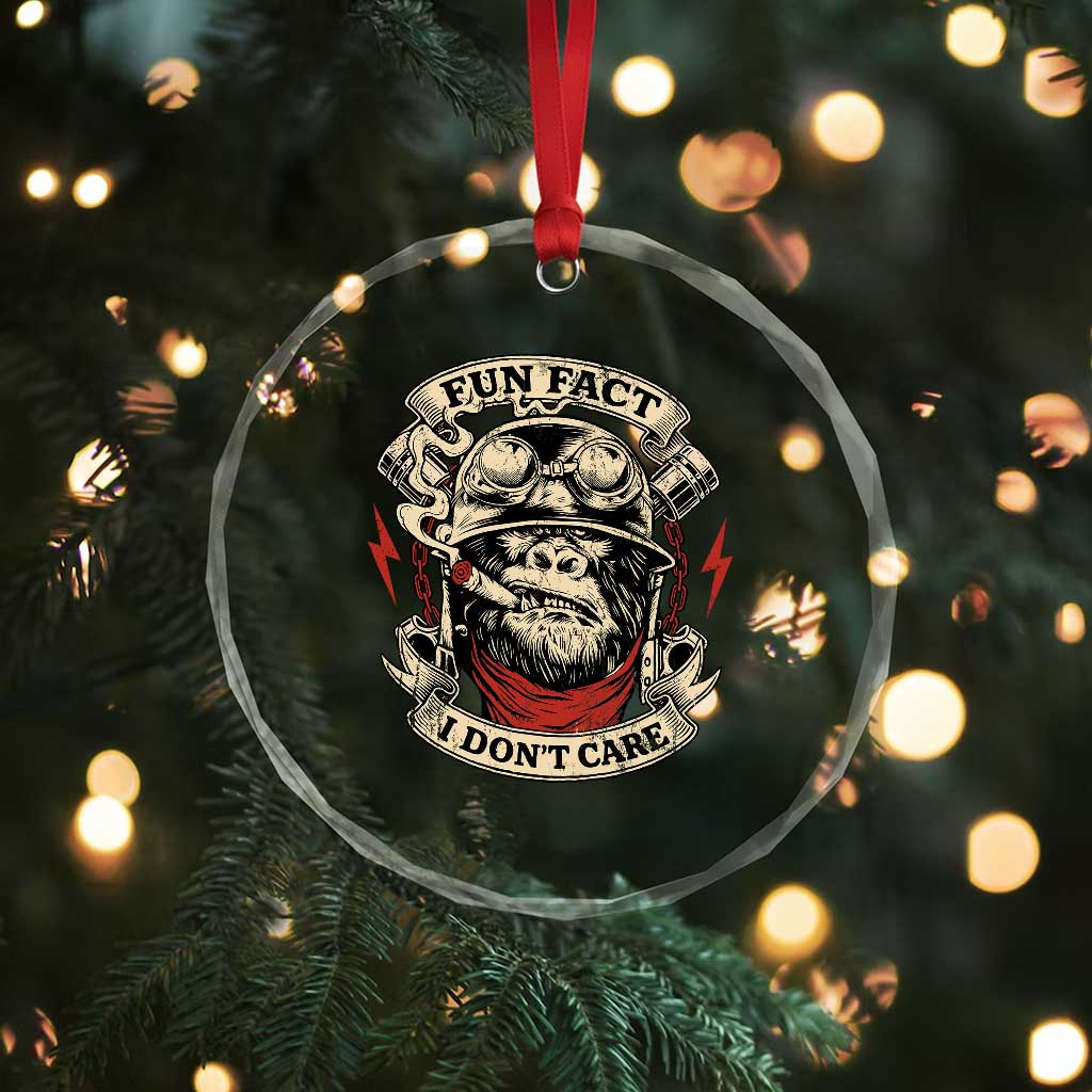 Fun Fact I Dont Care Crystal Glass Ornament Funny Smoking Gorilla Sarcastic TS11