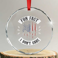 Fun Fact I Dont Care Crystal Glass Ornament Retro US Flag Skull Skeleton Funny Saying Quote