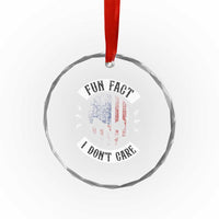 Fun Fact I Dont Care Crystal Glass Ornament Retro US Flag Skull Skeleton Funny Saying Quote