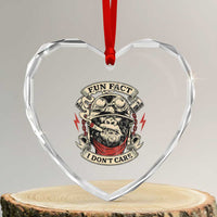 Fun Fact I Dont Care Heart Crystal Glass Ornament Funny Smoking Gorilla Sarcastic - Wonder Print Shop
