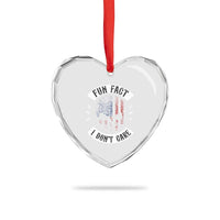 Fun Fact I Dont Care Heart Crystal Glass Ornament Retro US Flag Skull Skeleton Funny Saying Quote
