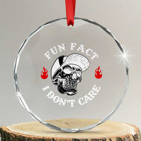 Fun Fact I Dont Care Skull Crystal Glass Ornament Edgy Sarcastic Attitude TS02