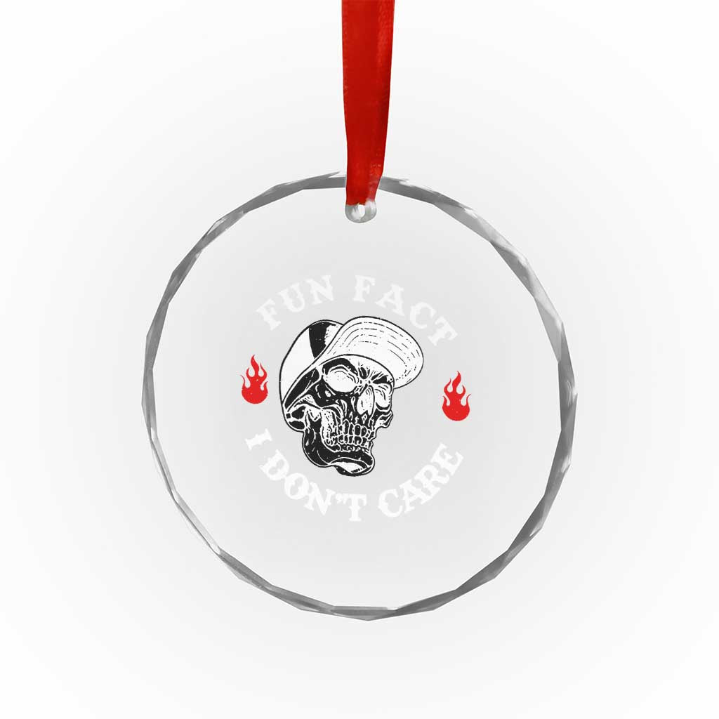 Fun Fact I Dont Care Skull Crystal Glass Ornament Edgy Sarcastic Attitude TS02